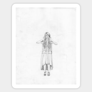 Exposure , Cute Girl with Xray Skelton in dress Sticker